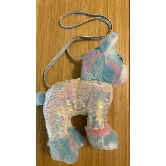 Midwood Brands Unicorn Rainbow Sequin Stuffed Animal Purse  10" - Picture 2 of 9